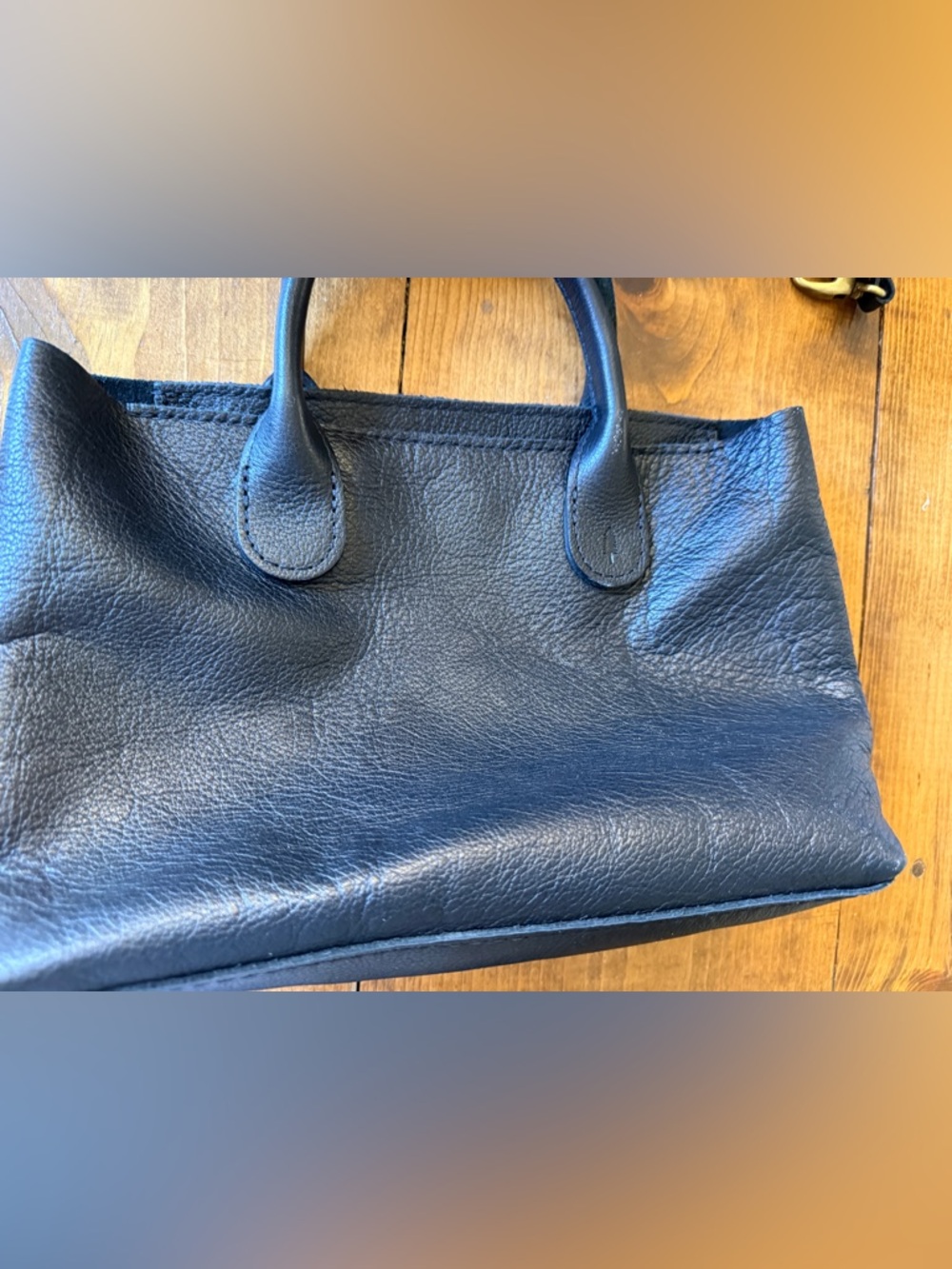 Portland Leather Raindrop Black Pebbled Leather Tote